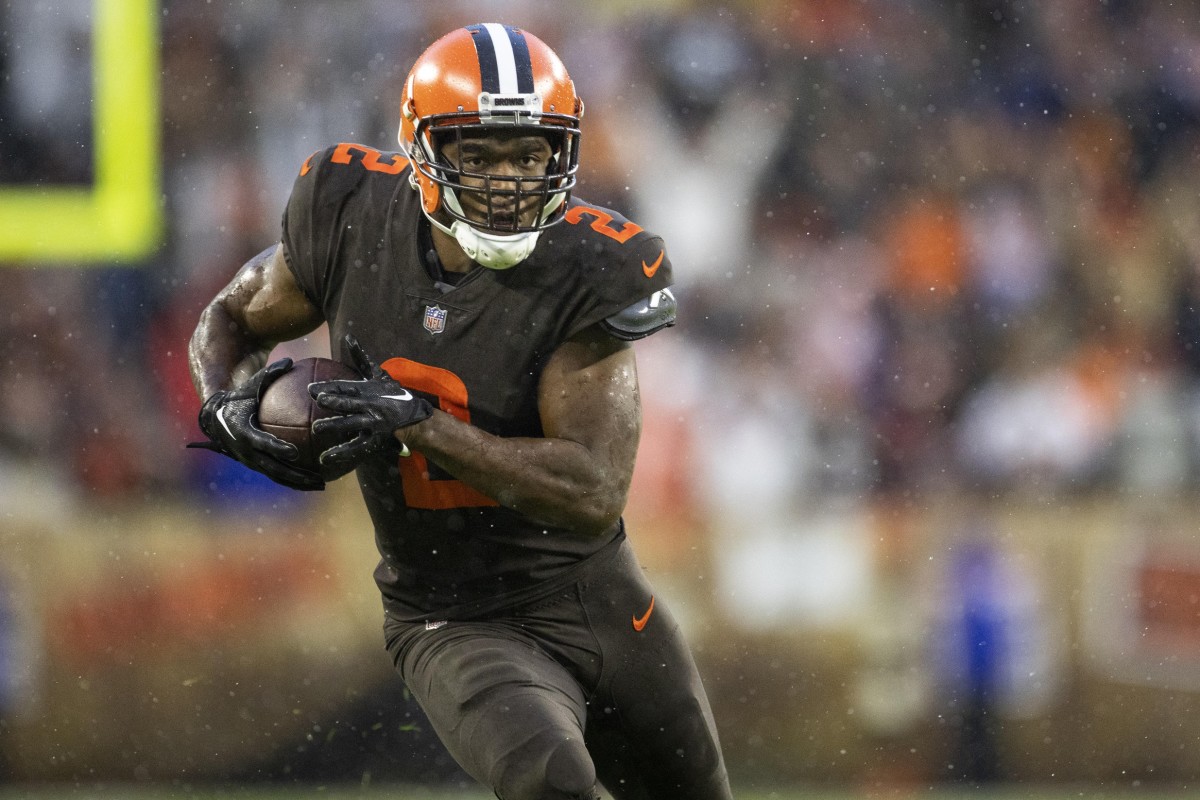 Cleveland Browns receiver Amari Cooper (2) runs after a catch against the Tampa Bay Buccaneers. Mandatory Credit: Scott Galvin-USA TODAY Sports